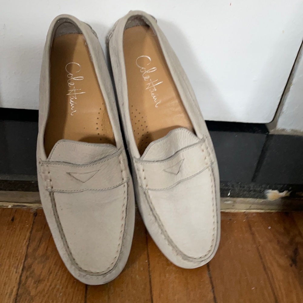 Cole Haan loafers- barely worn! Very light grey VERY classic suede TRADITIONAL